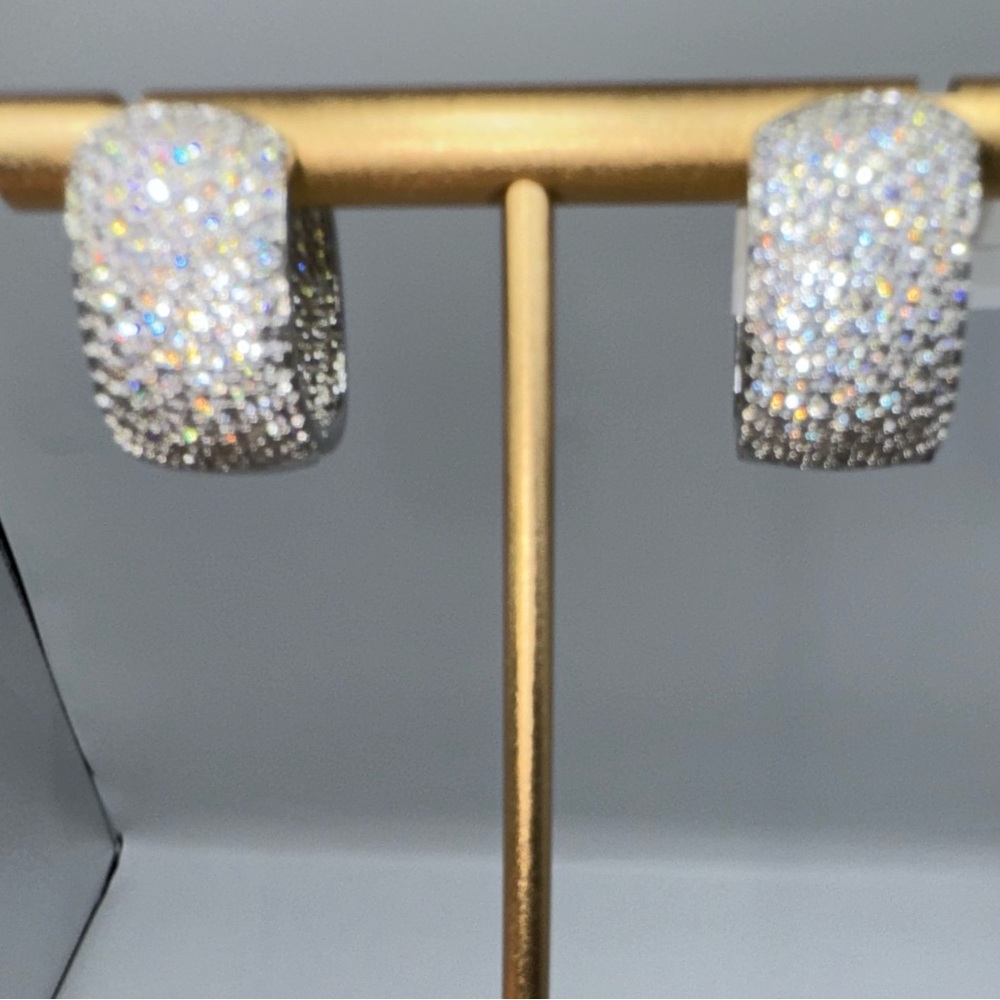 14k 2.5ct Pave Hoops - Picture 9 of 14